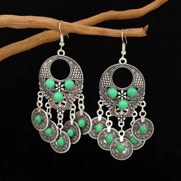 ✨🆕✨ Boho Vintage Turquoises Decor Drop Earrings✨ - Picture 1 of 10